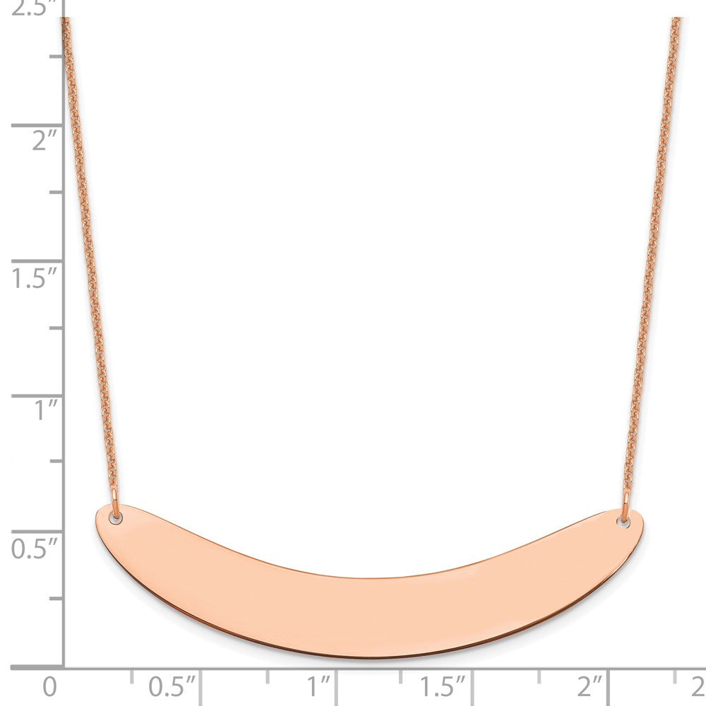 14k Rose Gold Large Curved Blank Bar Necklace