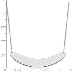 14k White Gold Large Curved Blank Bar Necklace