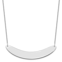 10k White Gold Large Curved Blank Bar Necklace - 2