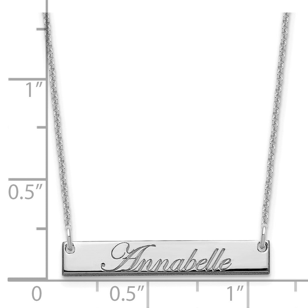 10k White Gold Small  EDWARDIAN SCRIPT Bar Necklace