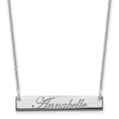 10k White Gold Small  EDWARDIAN SCRIPT Bar Necklace - 2