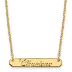 Sterling Silver/Gold-plated Small EDEARDIAN SCRIPT BAR Necklace