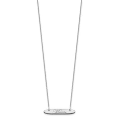 10k White Gold Small Oblong EDWARDIAN SCRIPT Bar Necklace