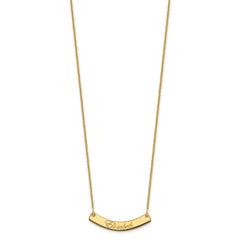 14k Yellow Gold Small EDWARDIAN SCRIPT Curved Bar Necklace