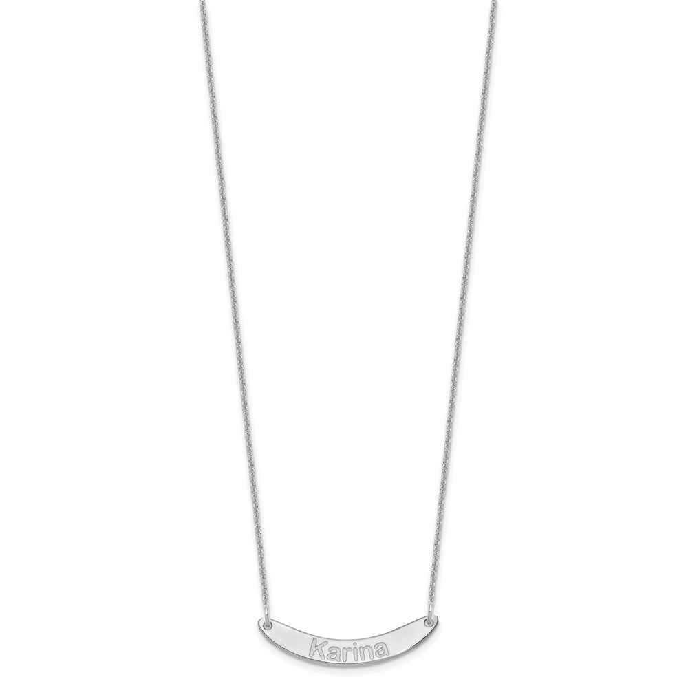 10kWhite Gold Small ARIAL ROUNDED Curved Bar Necklace