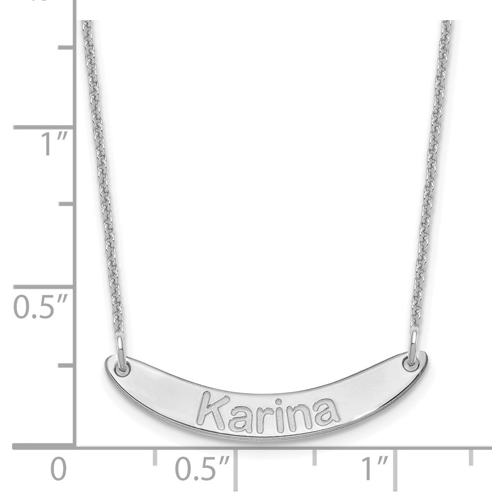 10kWhite Gold Small ARIAL ROUNDED Curved Bar Necklace