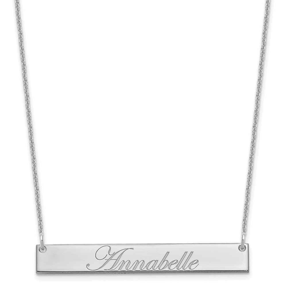 10k White Gold Medium EDWARDIAN SCRIPT Bar Necklace - 3