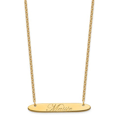 SS/Gold-plated Medium Oblong EDEARDIAN SCRIPT Bar Necklace