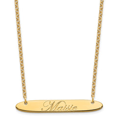 SS/Gold-plated Medium Oblong EDEARDIAN SCRIPT Bar Necklace