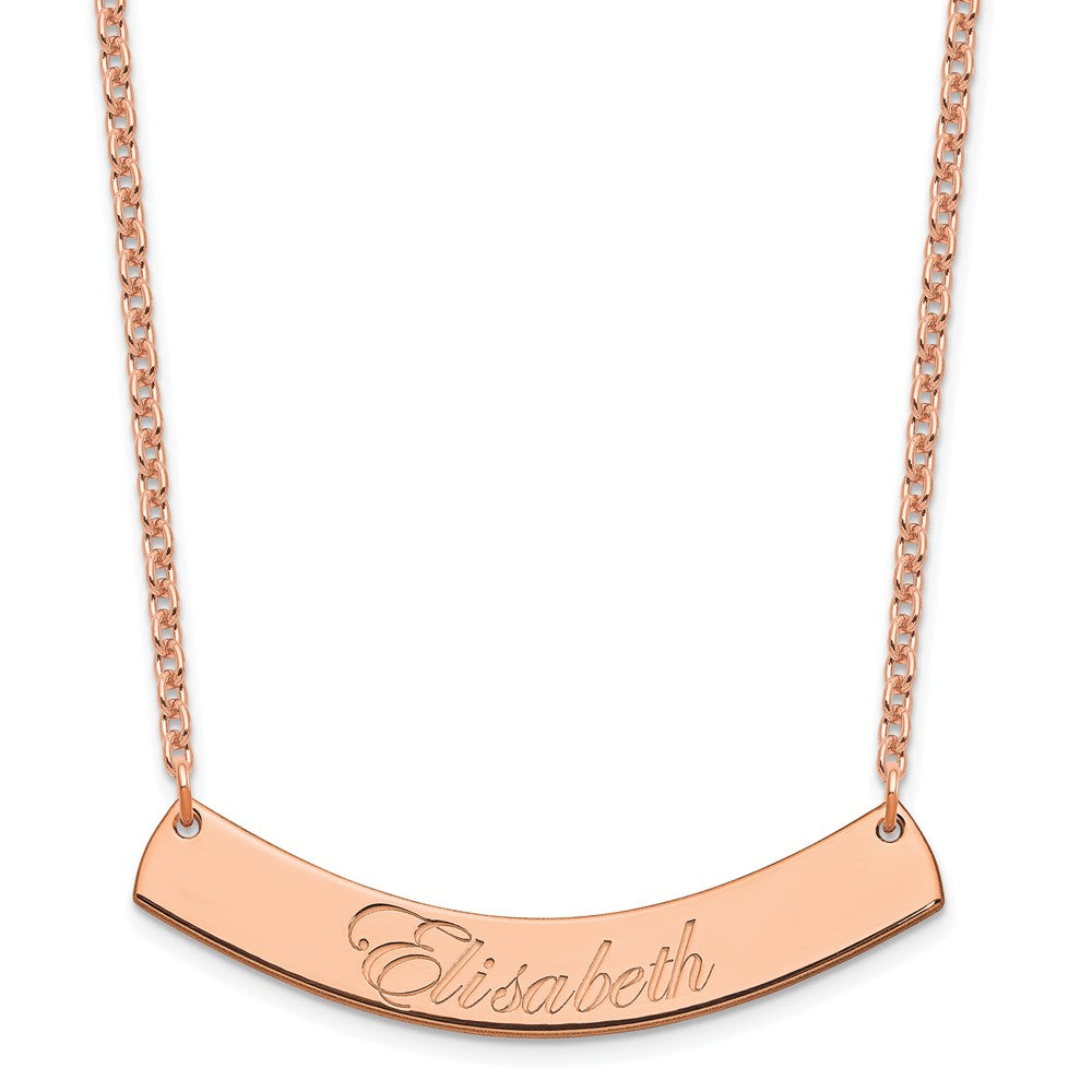 SS/Rose-plated Medium EDWARDIAN SCRIPT Curved Bar Necklace - 2