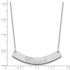 14k White Gold Medium EDWARDIAN SCRRIPT Curved Bar Necklace