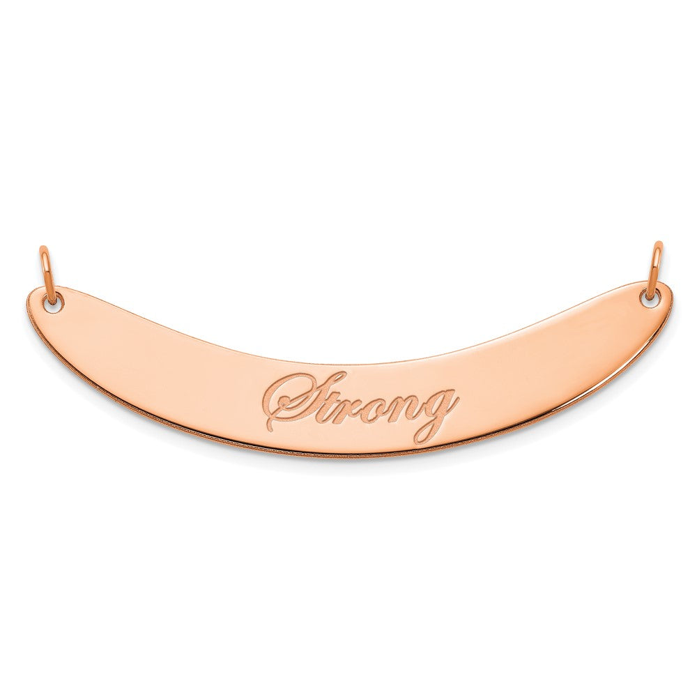 14k Rose Gold Medium EDWARDIAN SCRIPT Curved  Bar Necklace