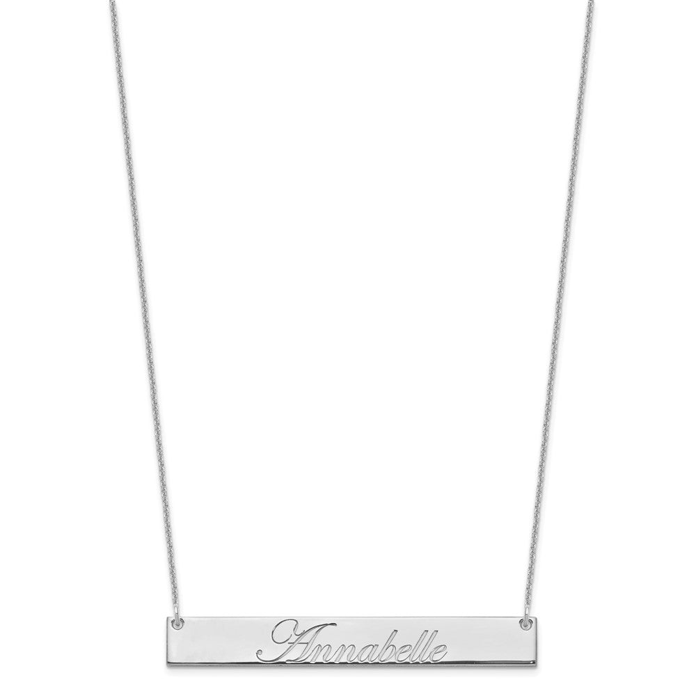 10k White Gold Large EDWARDIAN SCRIPT Bar Necklace