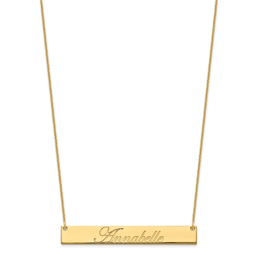 14k Yellow Gold Large EDWARDIAN SCRIPT Bar Necklace