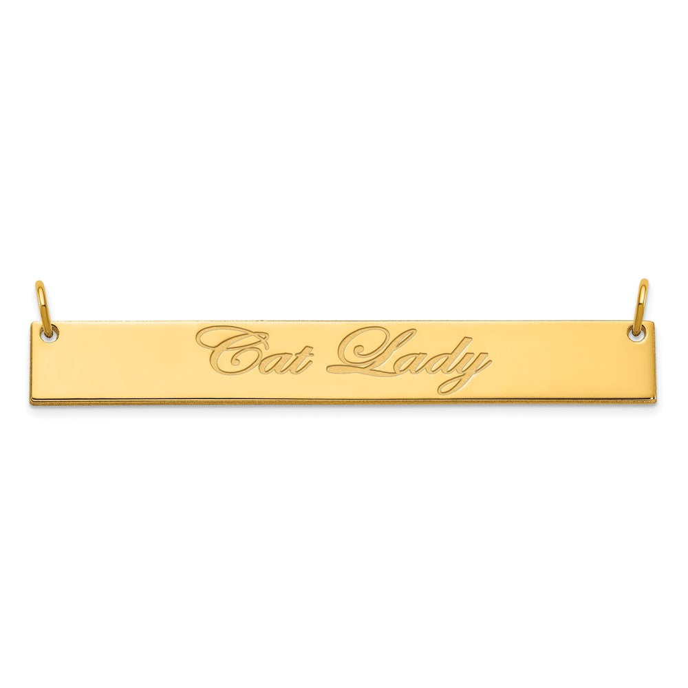 14k Yellow Gold Large EDWARDIAN SCRIPT Bar Necklace - 2