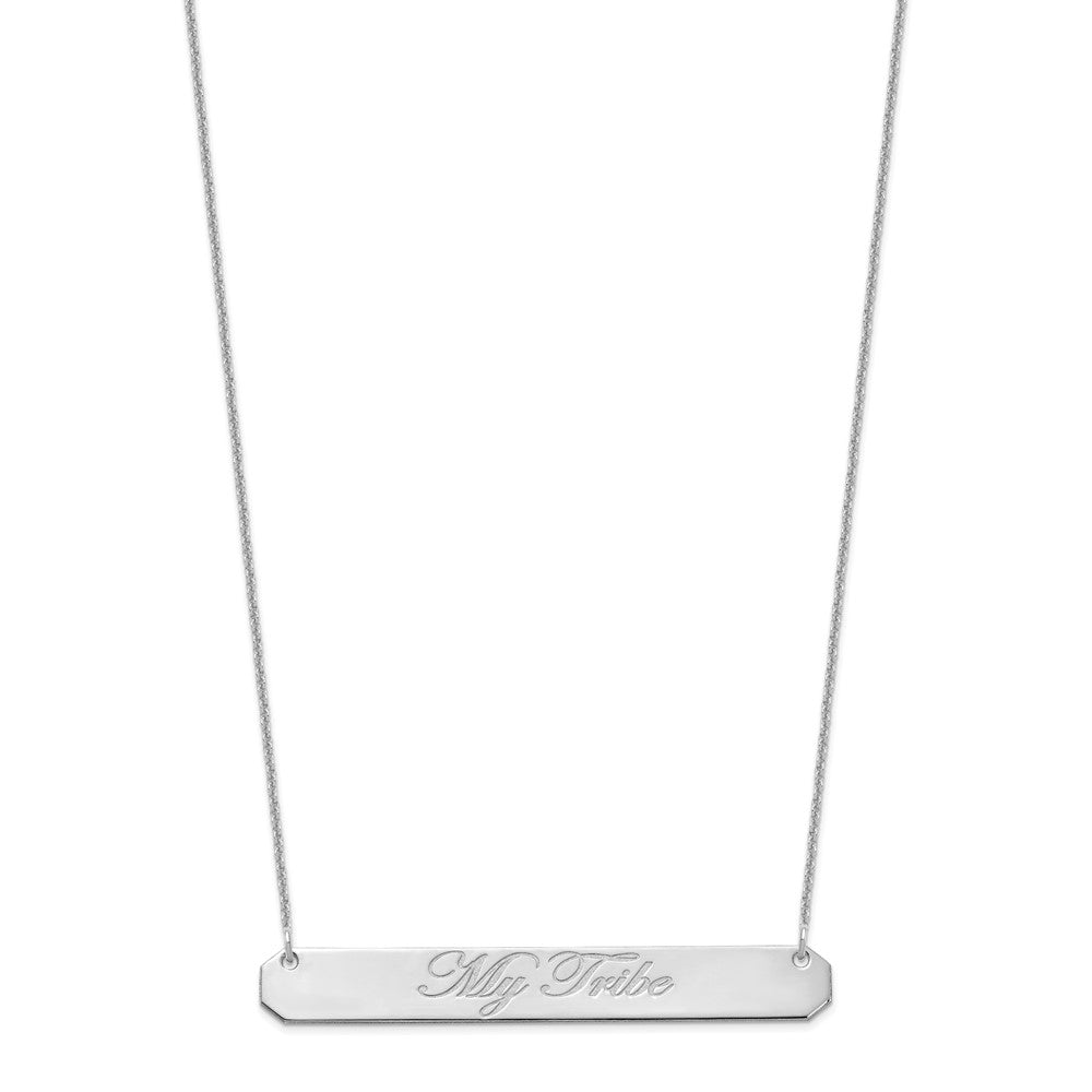 14k White Gold Large EDWARDIAN SCRIPT Bar Necklace