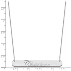 14k White Gold Large EDWARDIAN SCRIPT Bar Necklace