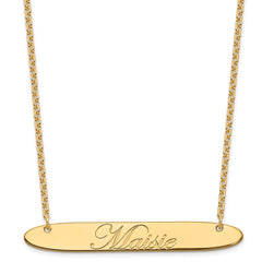 SS/Gold-plated Large Oblong EDEARDIAN SCRIPT Bar Necklace