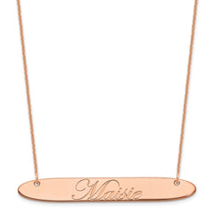 14k Rose Gold Large Oblong EDWARDIAN SCRIPT Bar Necklace