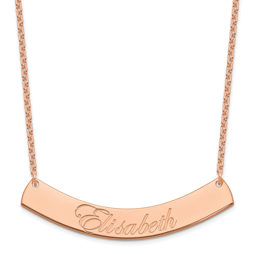 SS/Rose-plated Large EDWARDIAN SCRIPT Curved Bar Necklace - 2
