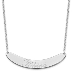 SS/Rhod-plated Large EDWARDIAN SCRIPT Curved Bar Necklace