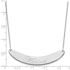 14k White Gold Large EDWARDIAN SCRIPT Curved Bar Necklace