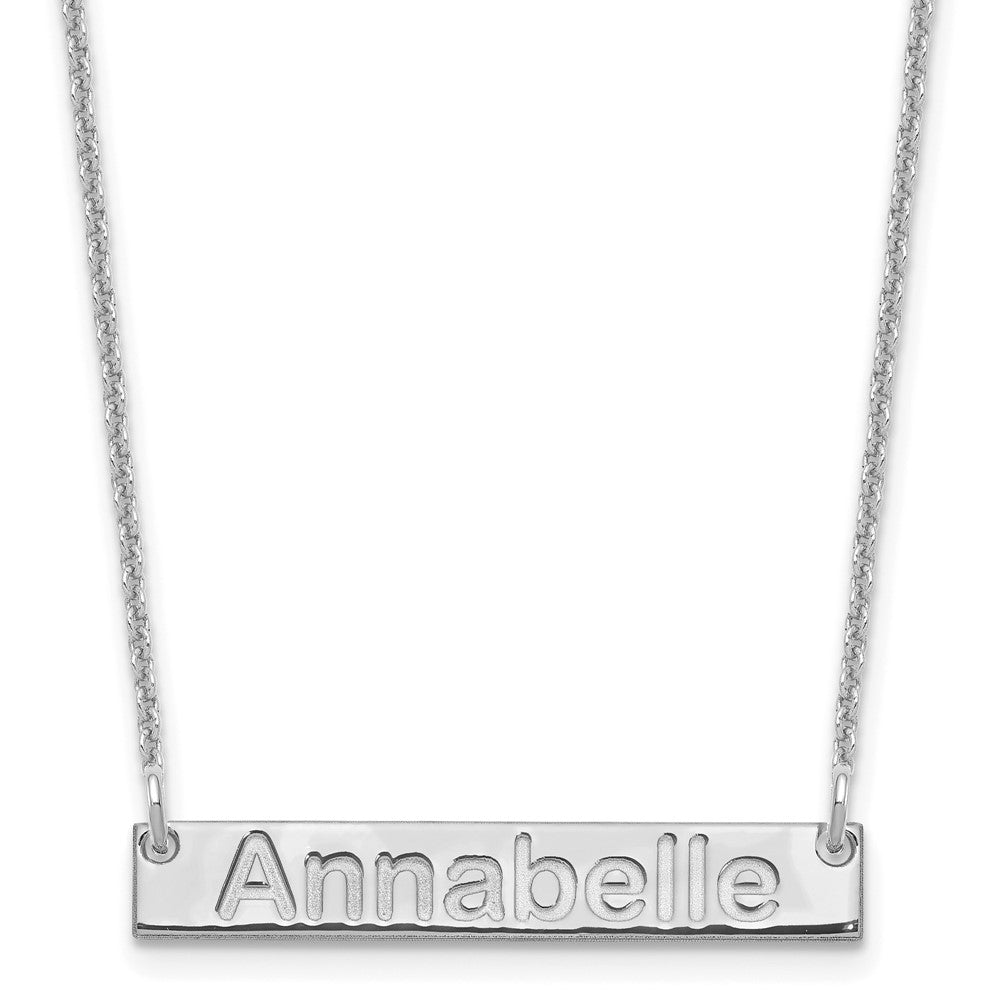 10k White Gold Small ARIAL ROUNDED Bar Necklace - 2