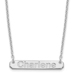 SS/Rhodium-plated Small Polished Arial Rounded Bar Necklace