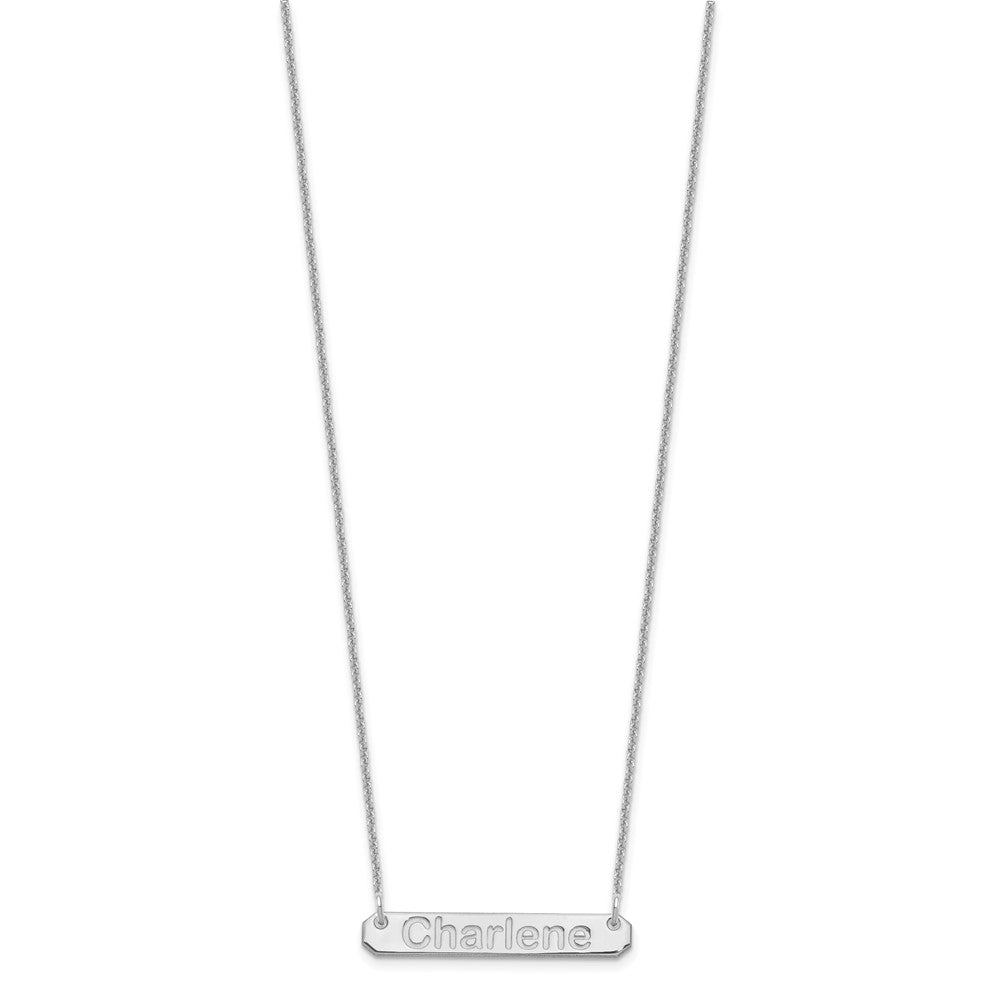 10k White Gold Small ARIAL ROUNDED Bar Necklace