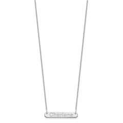 10k White Gold Small ARIAL ROUNDED Bar Necklace