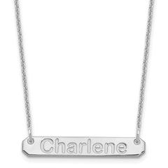 10k White Gold Small ARIAL ROUNDED Bar Necklace