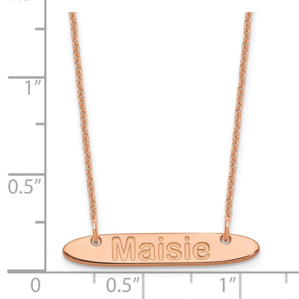 14K Rose Gold Small Polished Oblong Arial Rounded Bar Necklace