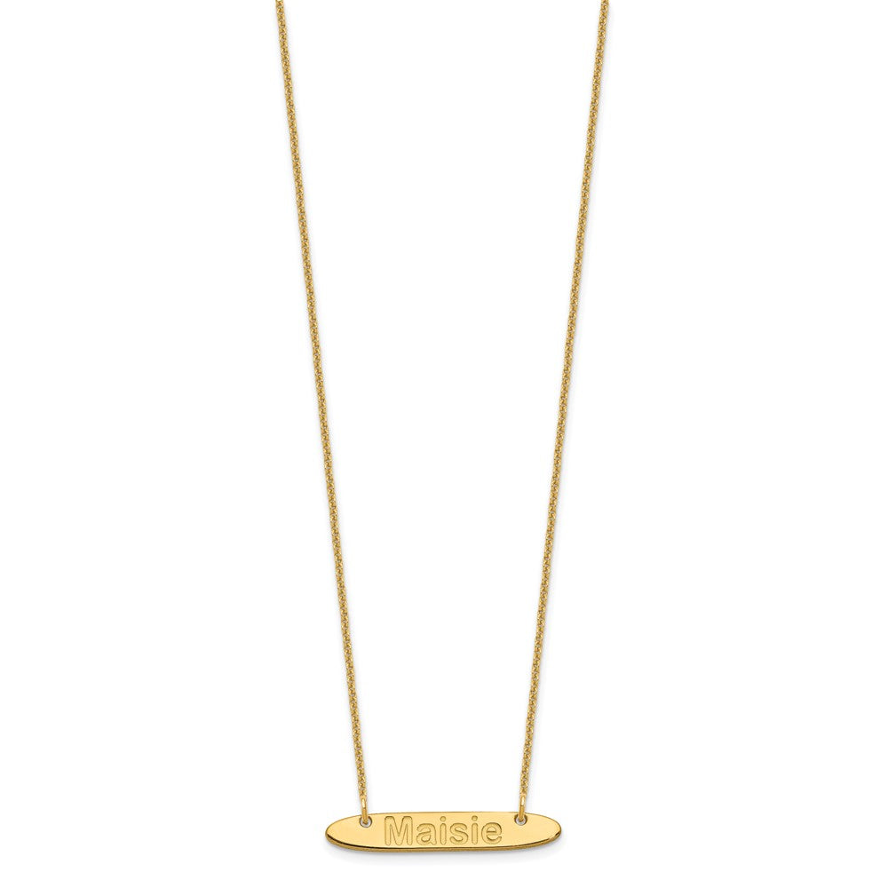 14K Small Polished Oblong Arial Rounded Bar Necklace