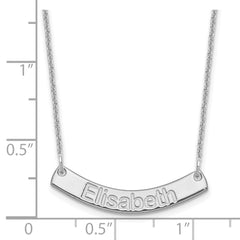14k White Gold Small ARIAL ROUNDED Curved Bar Necklace - 2