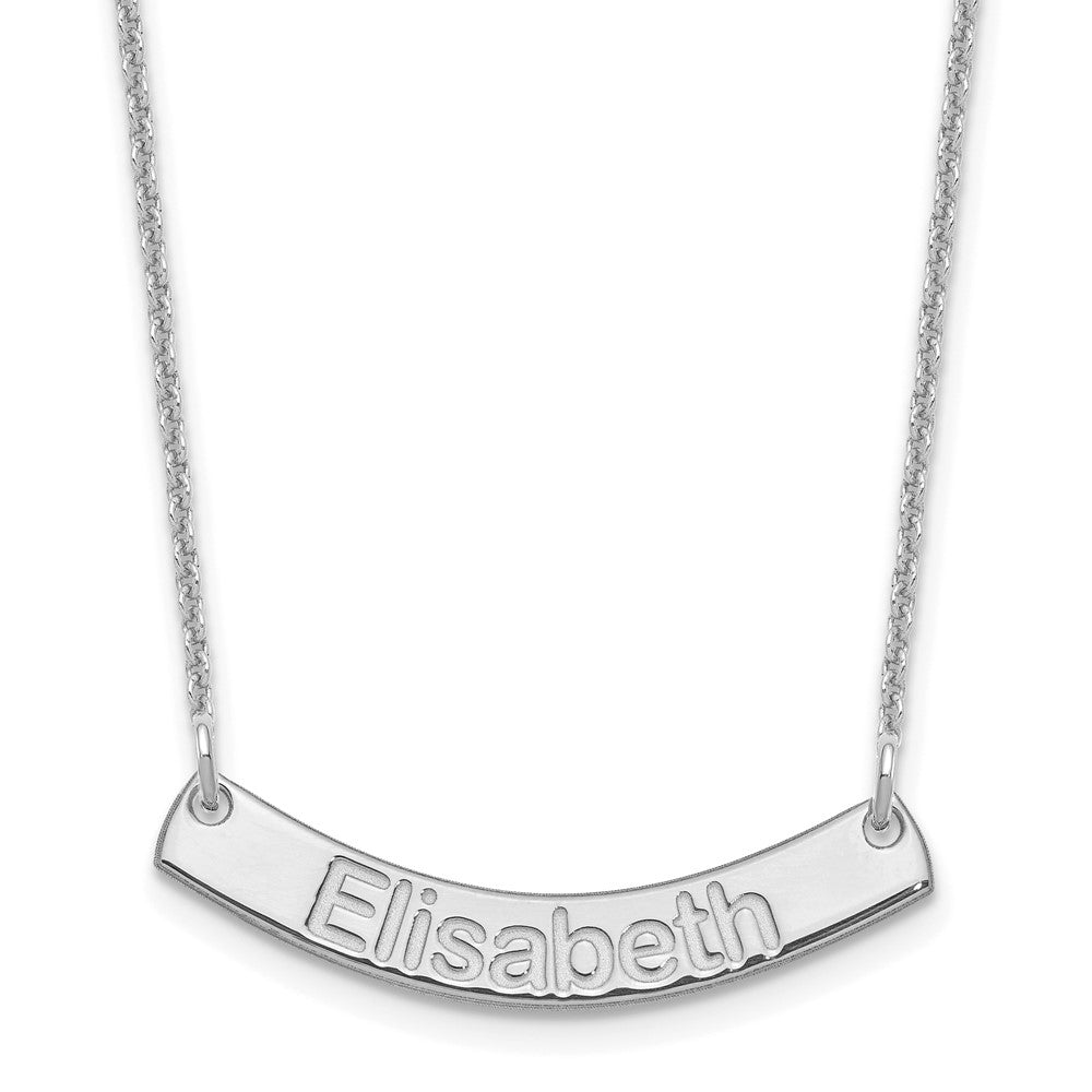 14k White Gold Small ARIAL ROUNDED Curved Bar Necklace - 2
