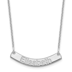 10k White Gold Small ARIAL ROUNDED Curved Bar Necklace