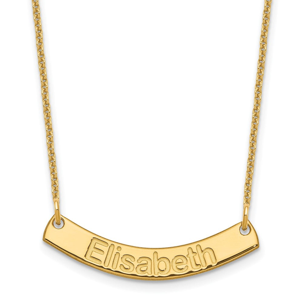 14k Yellow Gold Small ARIAL ROUNDED Curved Bar Necklace - 2