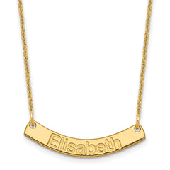 14k Yellow Gold Small ARIAL ROUNDED Curved Bar Necklace - 2