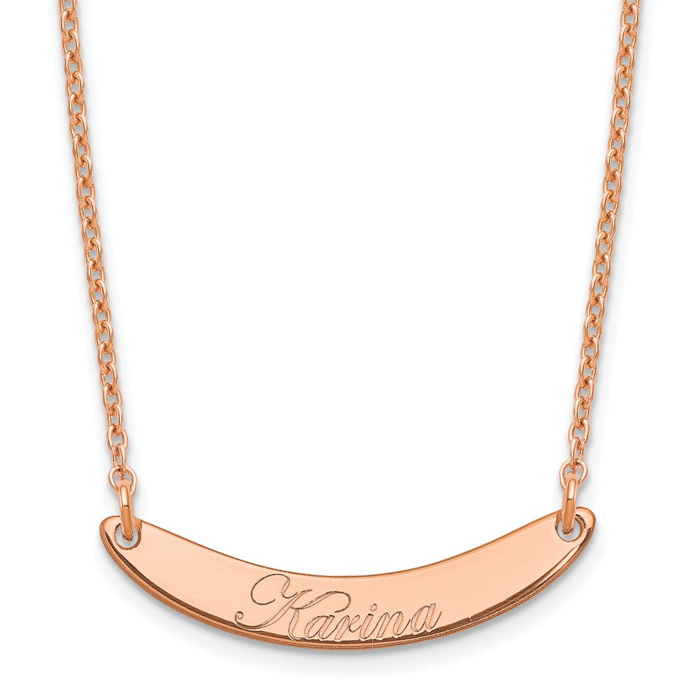 SS/Rose-plated Small EDWARDIAN SCRIPT Curved Bar Necklace - 2