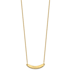 14k Yellow Gold Small EDWARDIAN SCRIPT Curved Bar Necklace