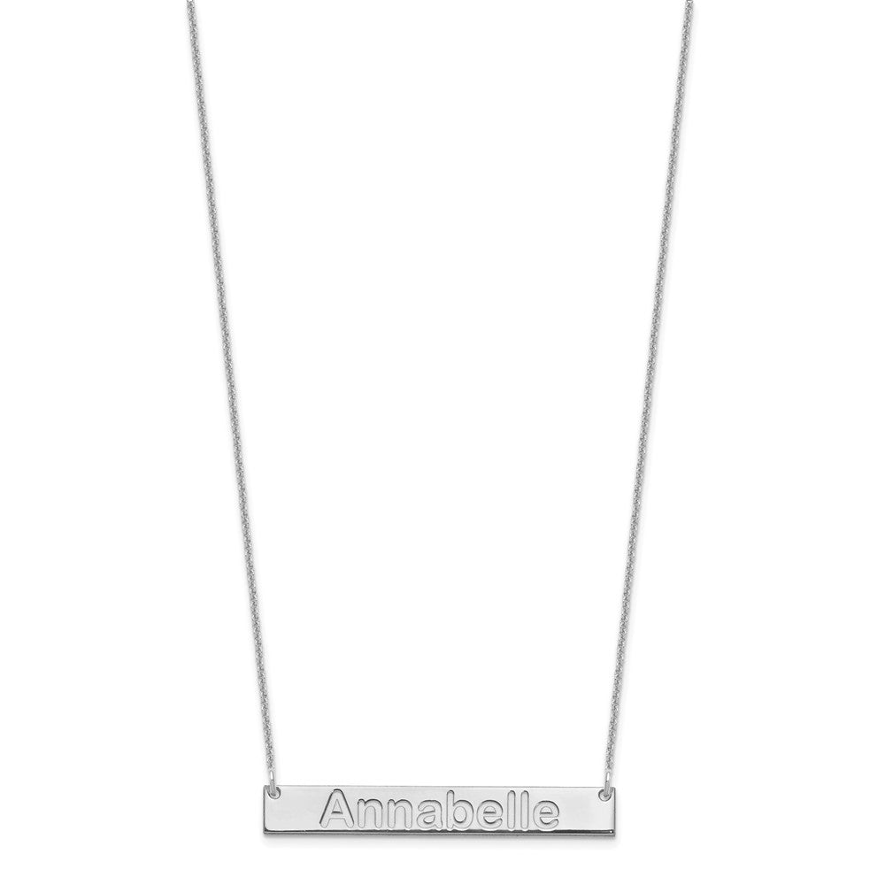 10k White Gold Medium ARIAL ROUNDED Bar Necklace