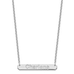 SS/Rhodium-plated Medium ARIAL ROUNDED Bar Necklace