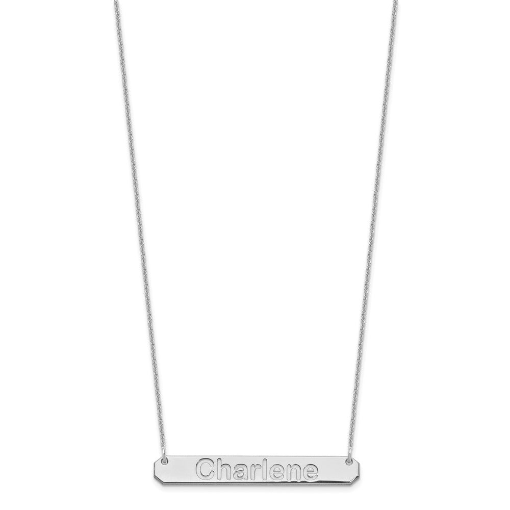 10k White Gold Medium ARIAL ROUNDED Bar Necklace