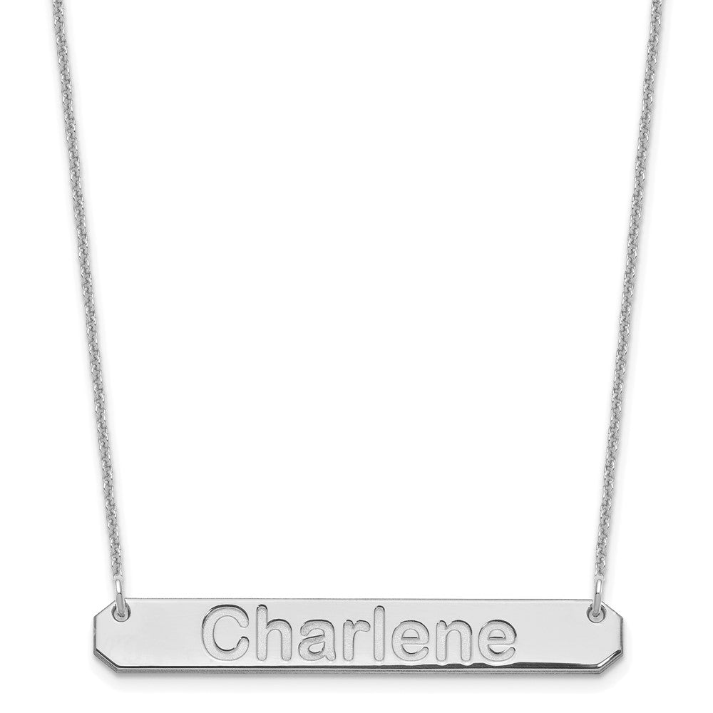 14k White Gold Medium ARIAL ROUNDED Bar Necklace - 2