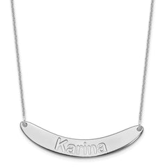 10kWhite Gold Medium ARIAL ROUNDED Curved Bar Necklace