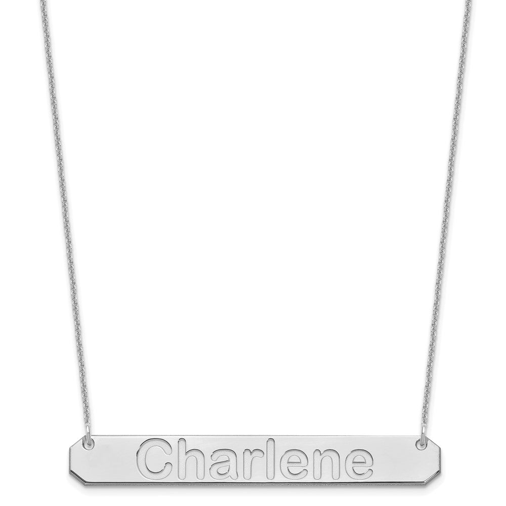 10k White Gold Large ARIAL ROUNDED Bar Necklace - 2