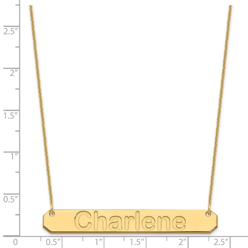 14k Yellow Gold Large ARIAL ROUNDED Bar Necklace