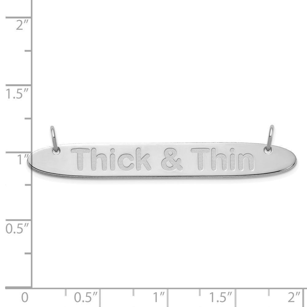 10K White Gold Large Polished Oblong Arial Rounded Bar Necklace