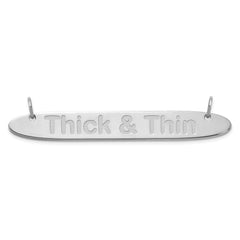 10K White Gold Large Polished Oblong Arial Rounded Bar Necklace