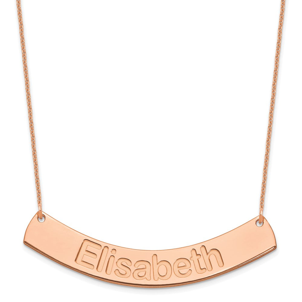 14k Rose Gold Large ARIAL ROUNDED Curved Bar Necklace - 2